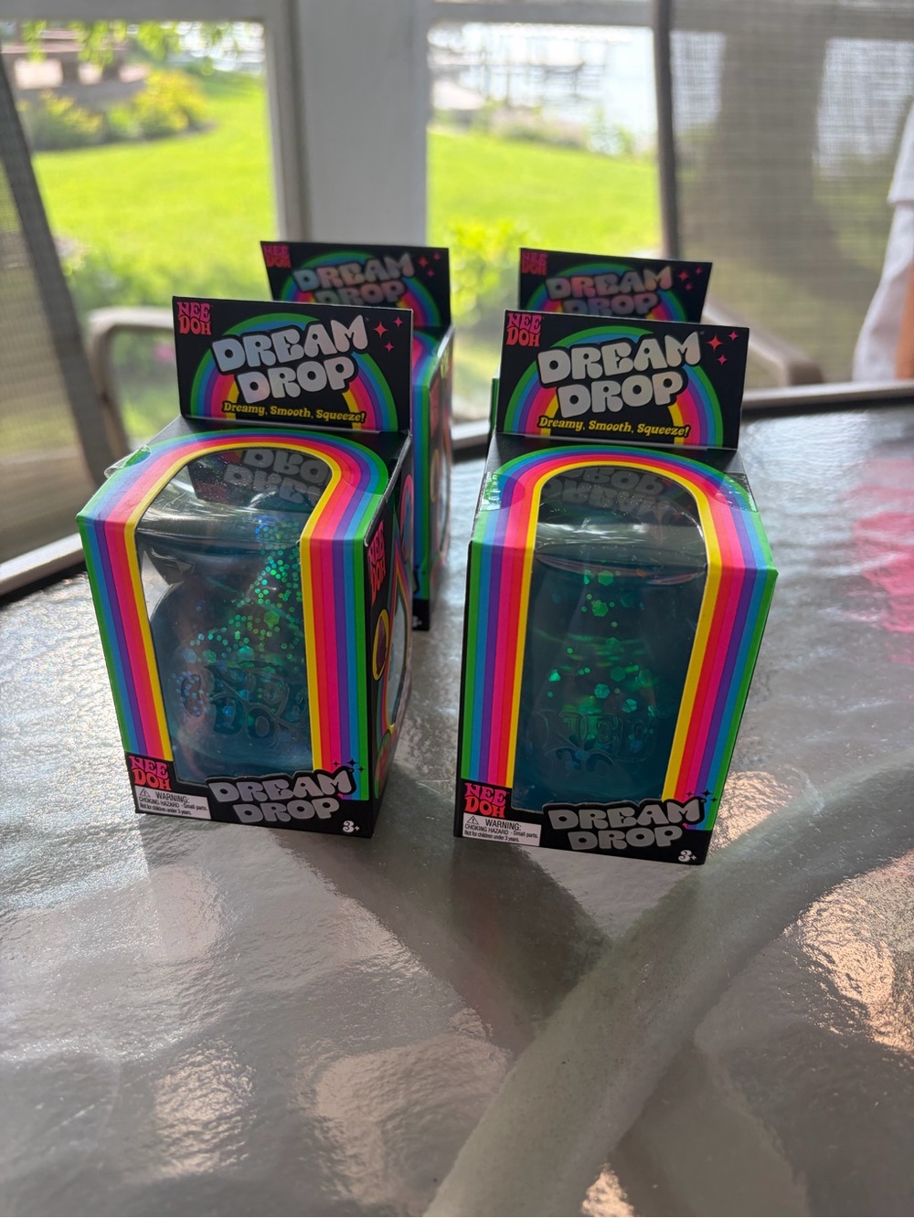 Nee doh Dream Drop Squeeze Toy - Teal Glitter